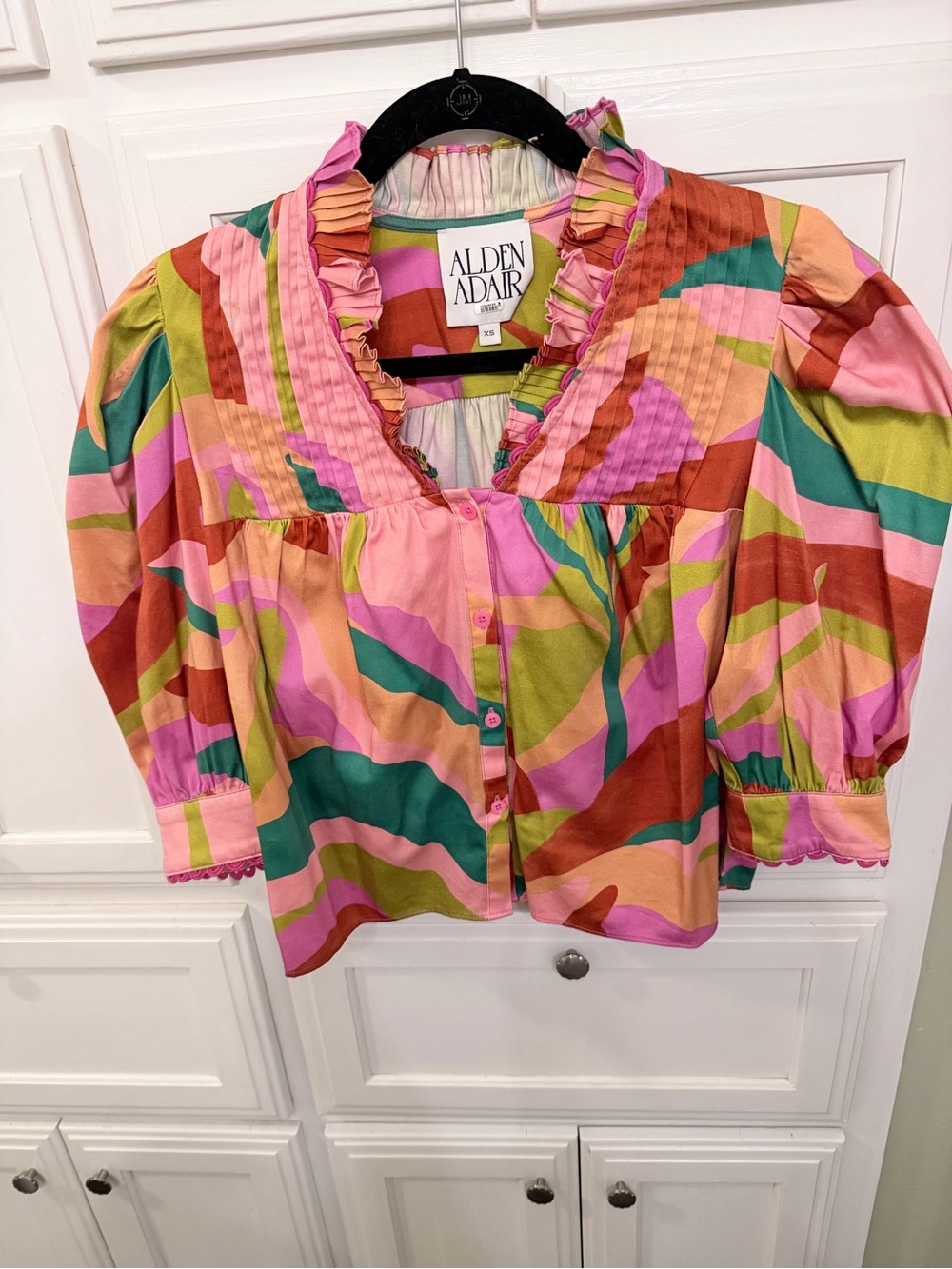 Alden Adair Multicolor Ruffle-Neck Top